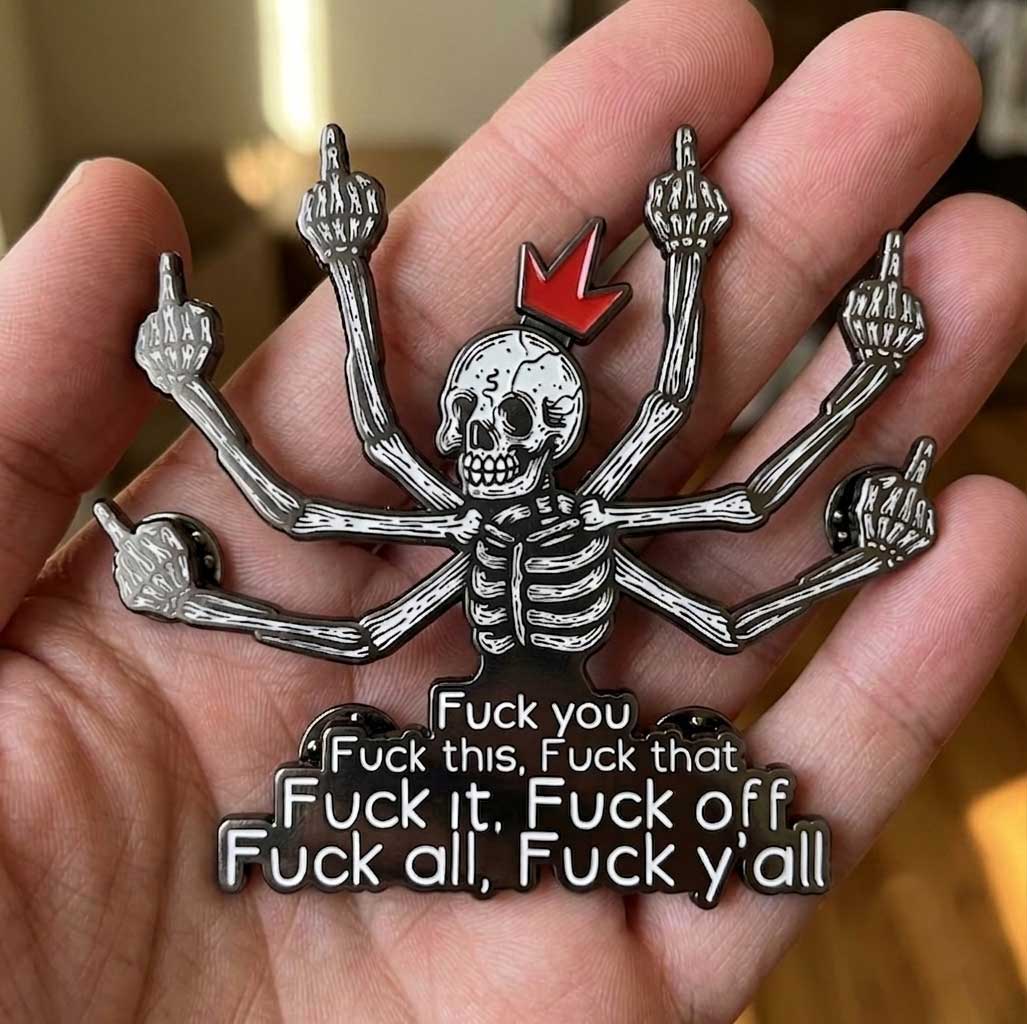 ⏰🔥LIMITED TIME 50% OFF!🤣🖕Fuck Skull Enamel Pin