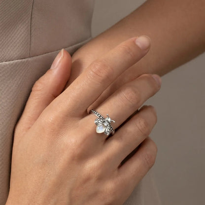 🔥Firefly Glow Ring S925 Silver – ✨Luminous Nature-Inspired Zircon Ring for Women | Cute Night Glow Jewelry Gift for Her