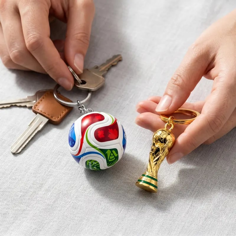 🏆Sports Ball & Gold Trophy Keychain Set