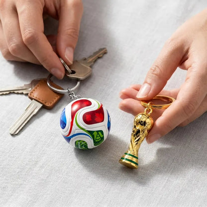 🏆Sports Ball & Gold Trophy Keychain Set
