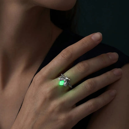 🔥Firefly Glow Ring S925 Silver – ✨Luminous Nature-Inspired Zircon Ring for Women | Cute Night Glow Jewelry Gift for Her