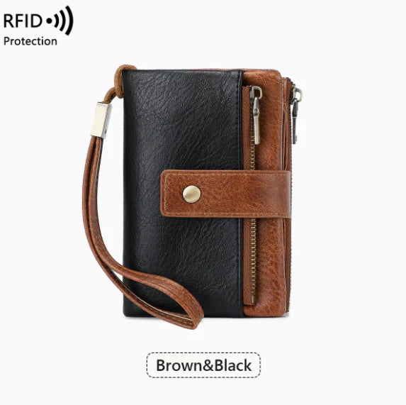 👛Women's long wallet, stylish clutch, elegant solid color RFID blocking leather wallet