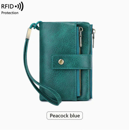 👛Women's long wallet, stylish clutch, elegant solid color RFID blocking leather wallet