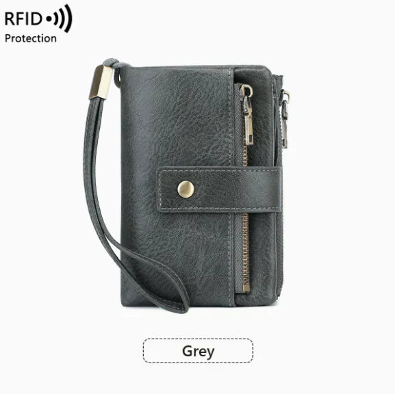 👛Women's long wallet, stylish clutch, elegant solid color RFID blocking leather wallet