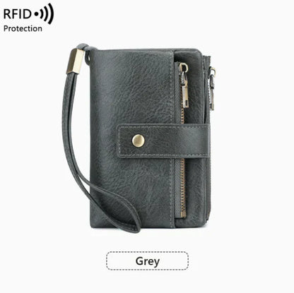 👛Women's long wallet, stylish clutch, elegant solid color RFID blocking leather wallet