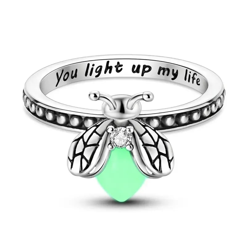 🔥Firefly Glow Ring S925 Silver – ✨Luminous Nature-Inspired Zircon Ring for Women | Cute Night Glow Jewelry Gift for Her