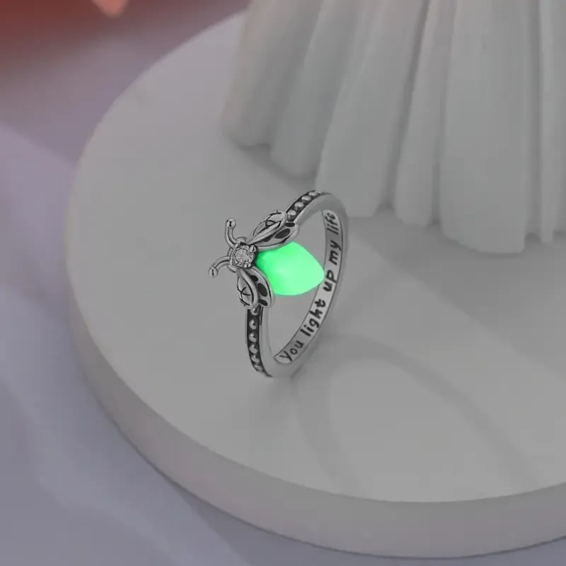🔥Firefly Glow Ring S925 Silver – ✨Luminous Nature-Inspired Zircon Ring for Women | Cute Night Glow Jewelry Gift for Her